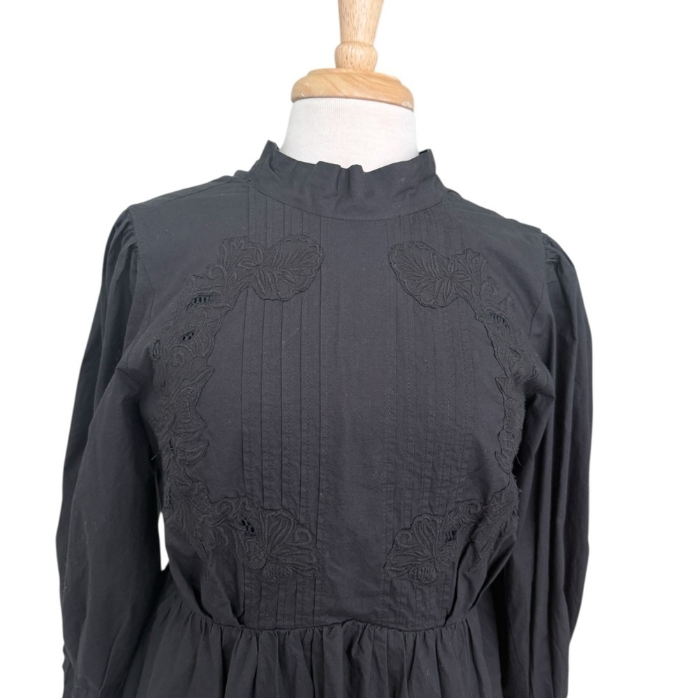 Happy x Nature Elegant Black Floral Pecaboo Back  Size Dress Medium - Picture 2 of 11